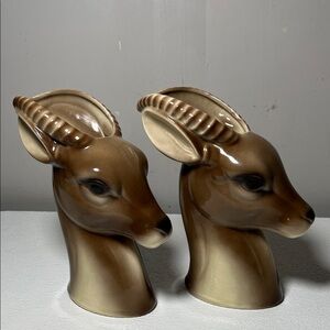 Vintage Royal Copley Set of Mid Century Royal Copley Deer or Gazelle Vases